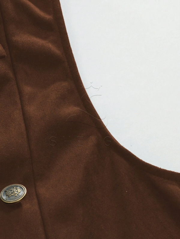 Men's Vintage Double-Breasted Suede Waistcoat with Chain