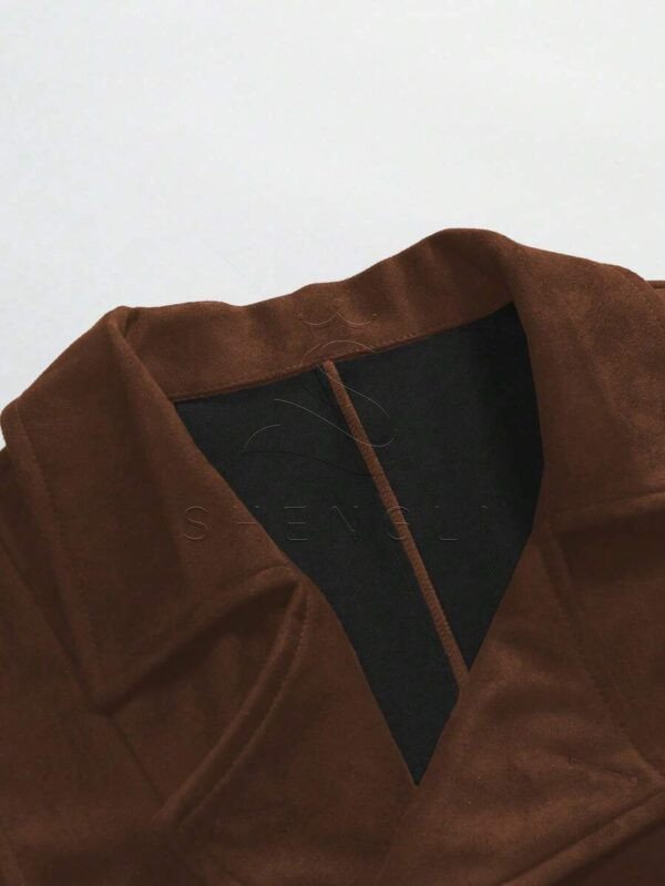 Men's Vintage Double-Breasted Suede Waistcoat with Chain