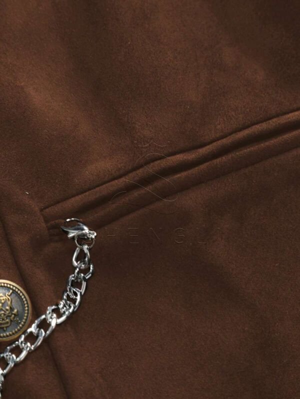 Men's Vintage Double-Breasted Suede Waistcoat with Chain