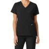 Women’s 4-Way Stretch V-Neck Scrub Top – Multi-Pocket Medical Uniform for Nurses & Healthcare Workers