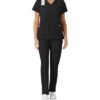 Women’s 4-Way Stretch V-Neck Scrub Top – Multi-Pocket Medical Uniform for Nurses & Healthcare Workers