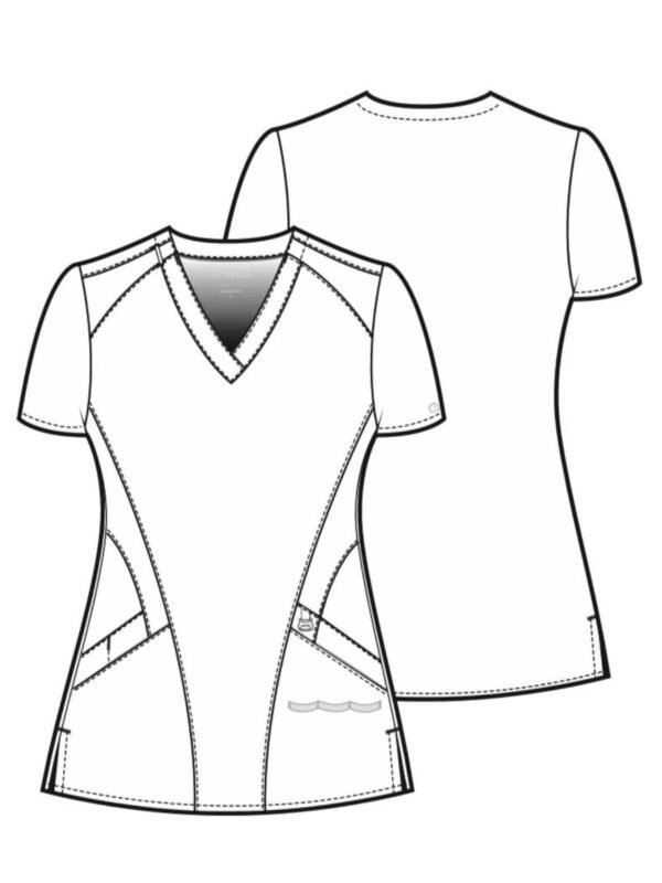 Women’s 4-Way Stretch V-Neck Scrub Top – Multi-Pocket Medical Uniform for Nurses & Healthcare Workers