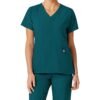 Women’s 4-Way Stretch V-Neck Scrub Top – Multi-Pocket Medical Uniform for Nurses & Healthcare Workers