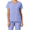 Women’s 4-Way Stretch V-Neck Scrub Top – Multi-Pocket Medical Uniform for Nurses & Healthcare Workers