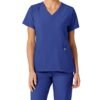 Women’s 4-Way Stretch V-Neck Scrub Top – Multi-Pocket Medical Uniform for Nurses & Healthcare Workers
