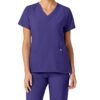 Women’s 4-Way Stretch V-Neck Scrub Top – Multi-Pocket Medical Uniform for Nurses & Healthcare Workers