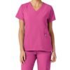 Women’s 4-Way Stretch V-Neck Scrub Top – Multi-Pocket Medical Uniform for Nurses & Healthcare Workers