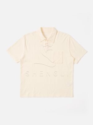 Cream Terry Cloth Pocket Polo Shirt – Casual Premium Short Sleeve Summer Top