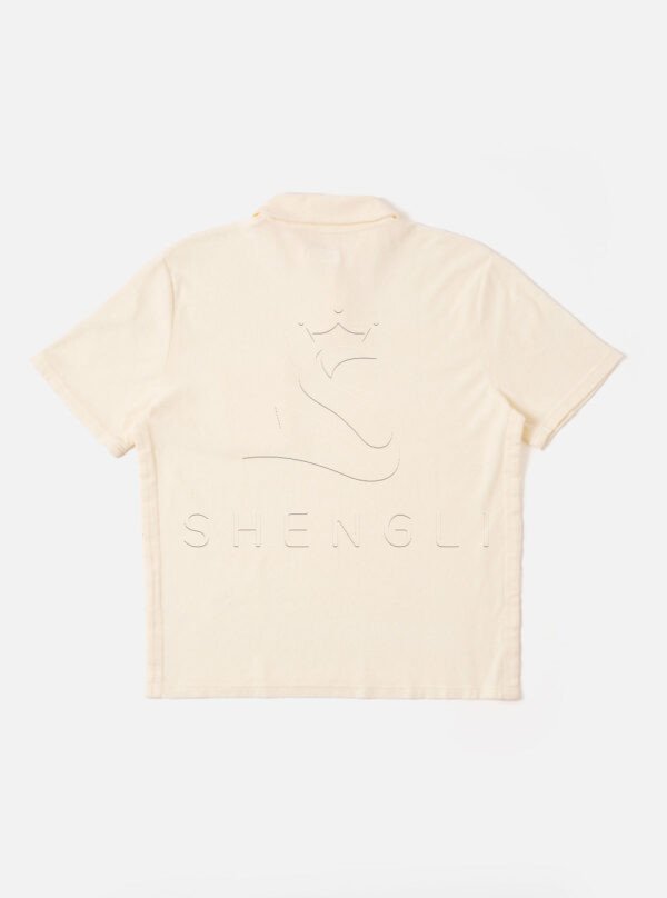 Cream Terry Cloth Pocket Polo Shirt – Casual Premium Short Sleeve Summer Top