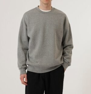 Grey Marl Crew Neck Sweatshirt | Premium Loose Fit Casual Basic Pullover