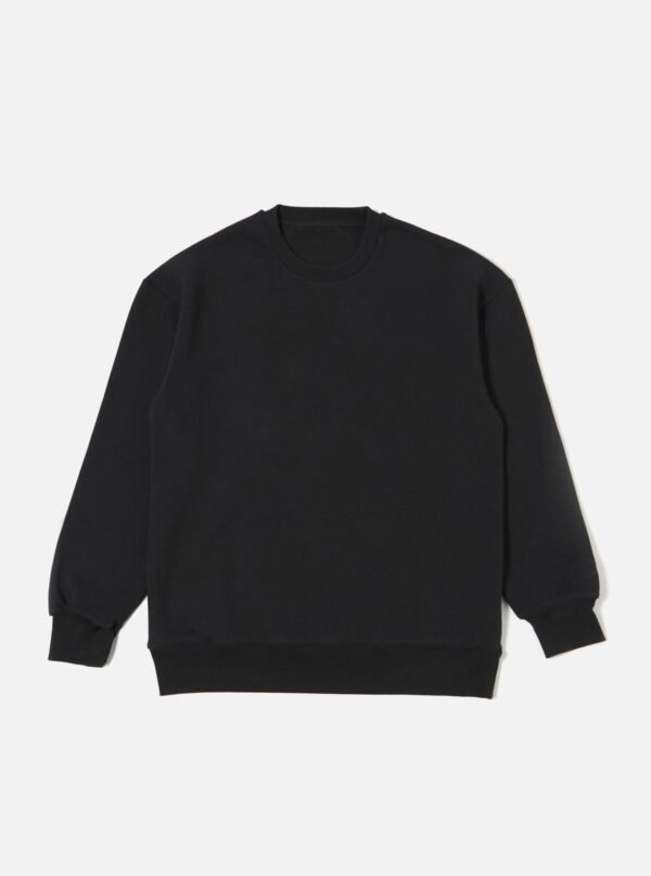 Classic Solid Black Crew Neck Sweatshirt | Premium Loose Fit Basic Pullover