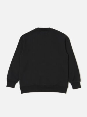 Classic Solid Black Crew Neck Sweatshirt | Premium Loose Fit Basic Pullover