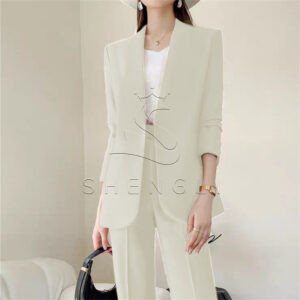 Elegant Open Collar Women Blazer Pants Set | Casual Formal Business 2 Piece Suit