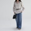 V-Neck High-Waist Striped Loose Blouse - Elegant Early Autumn Commuter Women's Top