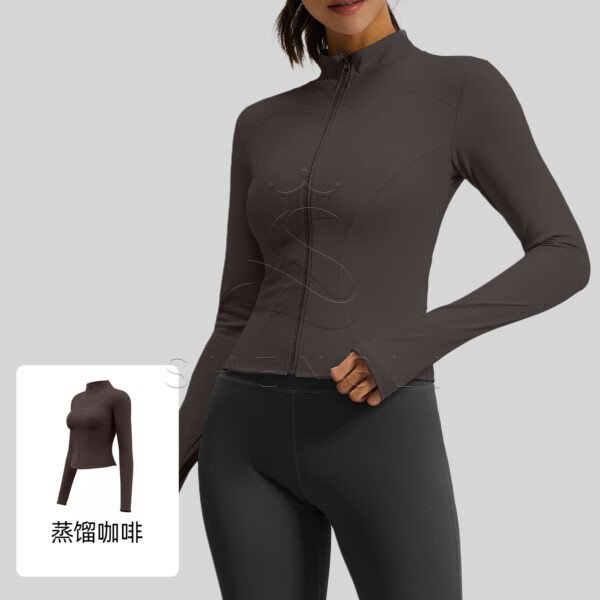 Stand Collar Yoga Jacket Women - Slim-Fit Elastic Sports Top for Running, Cycling & Fitness | Quick-Dry Workout