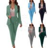 Elegant Double Breasted Gold Buttons Women Business Suit Two Piece Blazer And Pants Set