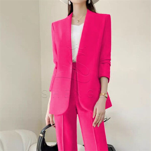 Elegant Open Collar Women Blazer Pants Set | Casual Formal Business 2 Piece Suit