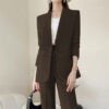 Elegant Open Collar Women Blazer Pants Set | Casual Formal Business 2 Piece Suit