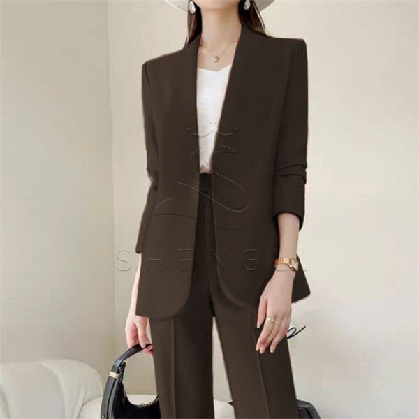 Elegant Open Collar Women Blazer Pants Set | Casual Formal Business 2 Piece Suit