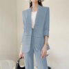Elegant Open Collar Women Blazer Pants Set | Casual Formal Business 2 Piece Suit
