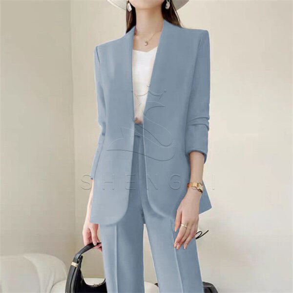 Elegant Open Collar Women Blazer Pants Set | Casual Formal Business 2 Piece Suit