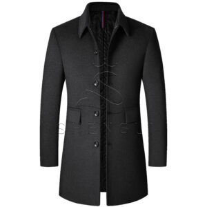 Premium Men's Turn-Down Collar Wool Blend Mid-Length Thickened Winter Overcoat
