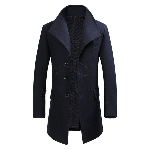 Men's Slim Fit Quilted Lined Wool Blend Mid-Length Overcoat