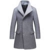 Men's Slim Fit Quilted Lined Wool Blend Mid-Length Overcoat