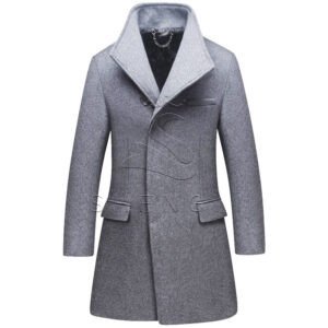 Men's Slim Fit Quilted Lined Wool Blend Mid-Length Overcoat