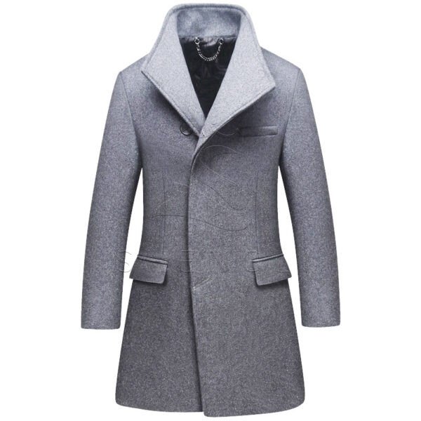 Men's Slim Fit Quilted Lined Wool Blend Mid-Length Overcoat