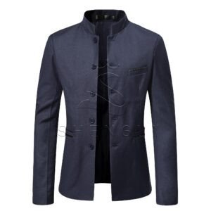 Men's Mandarin Collar Blazer | Slim Fit Single-Breasted Casual & Formal Jacket