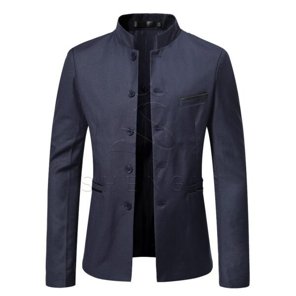 Men's Mandarin Collar Blazer | Slim Fit Single-Breasted Casual & Formal Jacket