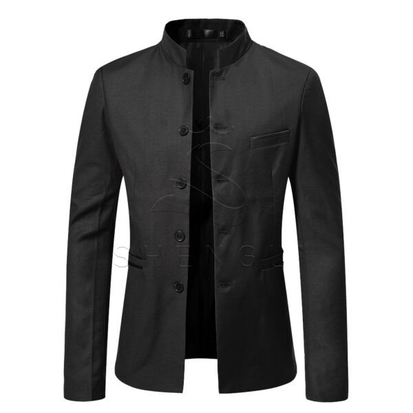 Men's Mandarin Collar Blazer | Slim Fit Single-Breasted Casual & Formal Jacket
