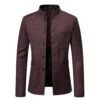 Men's Burgundy Stand Collar Blazer | Slim Fit Chinese Style Suit Jacket
