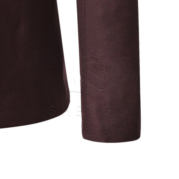 Men's Burgundy Stand Collar Blazer | Slim Fit Chinese Style Suit Jacket