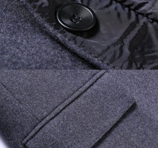 Men's Slim Fit Quilted Lined Wool Blend Mid-Length Overcoat