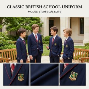 British School Uniform Blazer Set for Boys | Eton Blue Elite 3-Piece Outfit