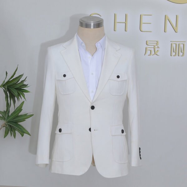 Ivory White Safari Blazer | Water-Resistant Wedding & Business Jacket