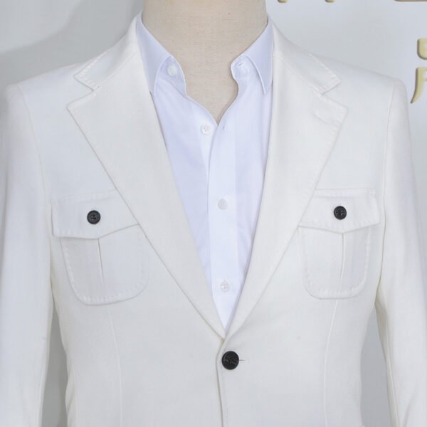 Ivory White Safari Blazer | Water-Resistant Wedding & Business Jacket