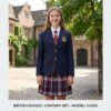 British Prep School Uniform Set | Girls Classic British Style Blazer & Plaid Skirt with Tie