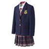 British Prep School Uniform Set | Girls Classic British Style Blazer & Plaid Skirt with Tie
