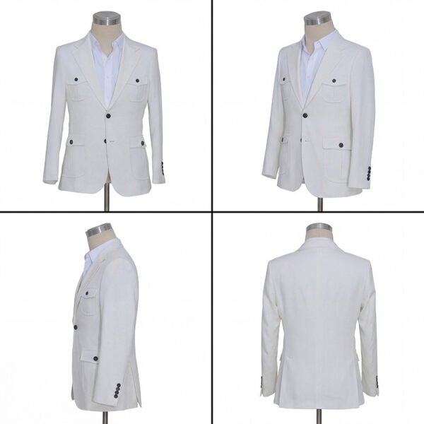 Ivory White Safari Blazer | Water-Resistant Wedding & Business Jacket