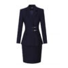 Navy Rhinestone-Button Skirt Suit | Women's Tailored Business Formal Wear