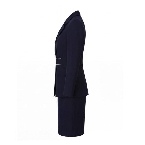 Navy Rhinestone-Button Skirt Suit | Women's Tailored Business Formal Wear