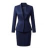 Navy Blue V-Neck Skirt Suit | Women's Tailored Professional Business Wear