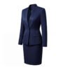 Navy Blue V-Neck Skirt Suit | Women's Tailored Professional Business Wear