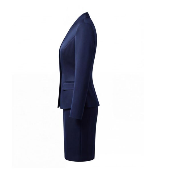 Navy Blue V-Neck Skirt Suit | Women's Tailored Professional Business Wear
