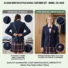 British Prep School Uniform Set | Girls Classic British Style Blazer & Plaid Skirt with Tie