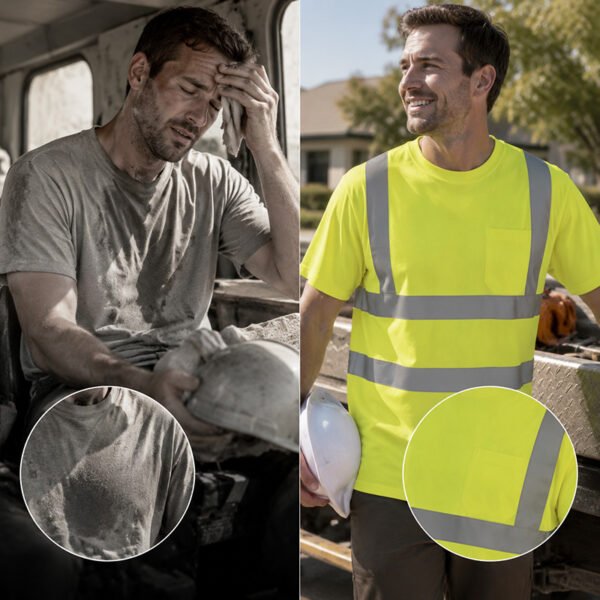 Hi Visibility Short Sleeve Safety T-Shirt - Reflective Workwear for Construction & Road Safety