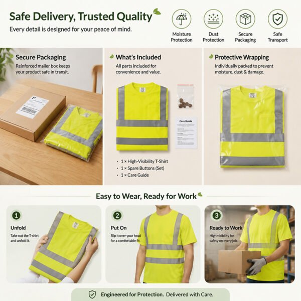 Hi Visibility Short Sleeve Safety T-Shirt - Reflective Workwear for Construction & Road Safety